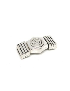 Fermoir aimanté pour lanière de 10mm en métal argenté travaillé spirale style ethnique