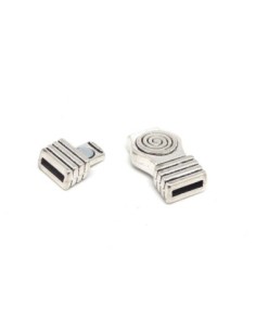 Fermoir aimanté pour lanière de 10mm en métal argenté travaillé spirale style ethnique 2
