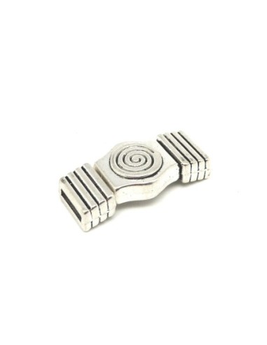 Fermoir aimanté pour lanière de 10mm en métal argenté travaillé spirale style ethnique