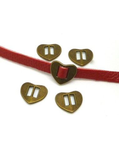 perle passant coeur metal bronze