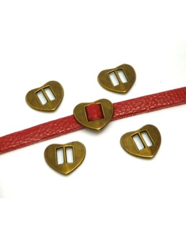 perle passant coeur metal bronze