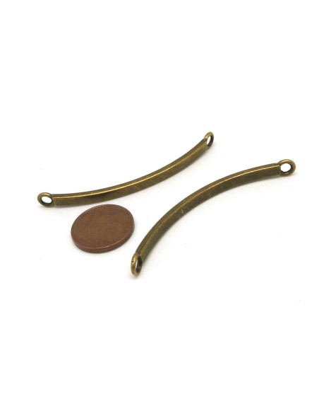 2 Intercalaires, demi jonc 5cm connecteur en métal de couleur bronze, pour bracelet bangle