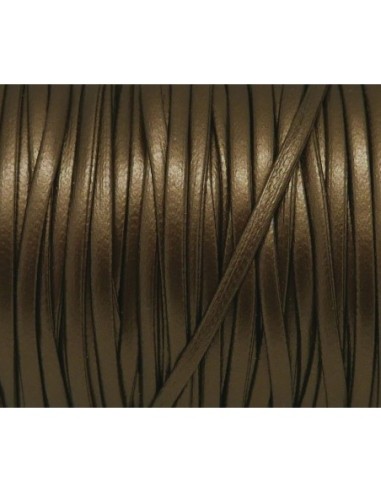 1m lanière cuir synthétique de couleur bronze vert 2,5mm aspect légèrement brillant