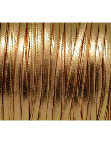 R-1m lanière cuir synthétique couleur or, doré  2,5mm aspect brillant vernis
