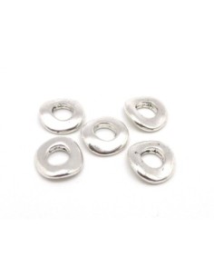 Perle connecteur argenté en métal martelé 14mm