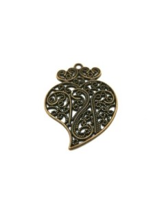 Pendentif feuille filigrane en métal de couleur bronze 2