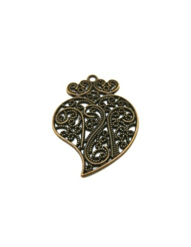 Breloque feuille filigrane 