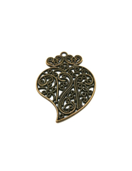 Breloque feuille filigrane 