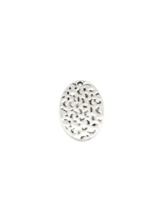 5 Breloques navette ovale arrondie 30,4mm x 20,2mm en métal argenté martelé