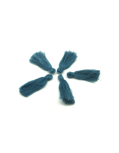 Petits Pompons bleu paon, bleu pétrole 2,5cm en polyester