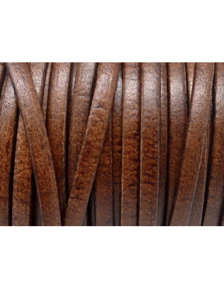 R-1m Lanière Cuir plat 5mm marron noisette - CUIR VERITABLE
