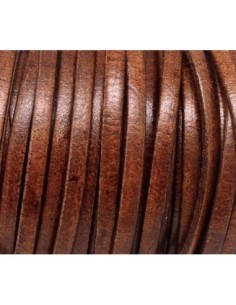 R-1m Lanière Cuir plat 5mm marron noisette - CUIR VERITABLE 2