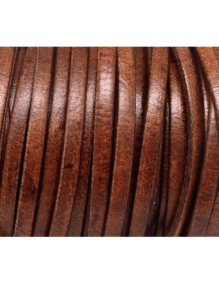 R-1m Lanière Cuir plat 5mm marron noisette - CUIR VERITABLE