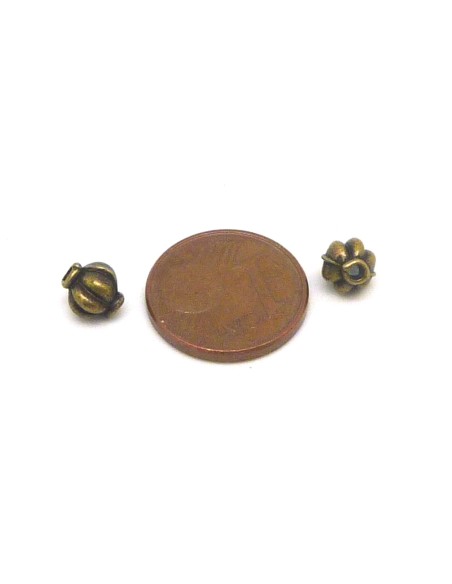 R-20 Perles toupies, striées, lanternes en métal de couleur bronze 5,8mm