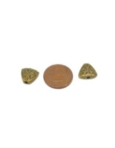 10 Perles intercalaire triangle gravé en métal de couleur... 2