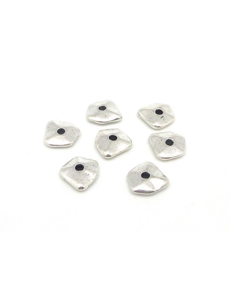 Perle rondelle intercalaire en métal argenté 12mm