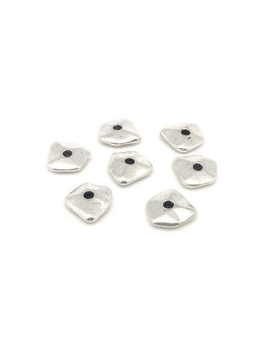 Perle rondelle intercalaire en métal argenté 12mm