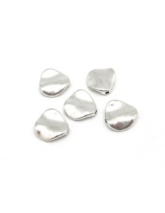 perle métal argenté galet martelé