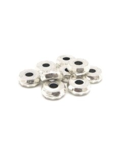 20 Perles rondelle écrou 7,9mm en métal argenté martelé