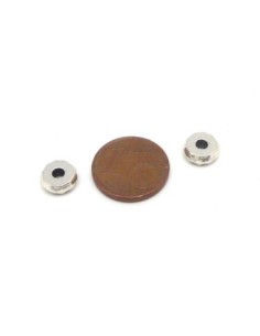 20 Perles rondelle écrou 7,9mm en métal argenté martelé 2