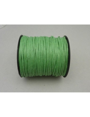 Cordon coton ciré vert pomme pour création bijoux