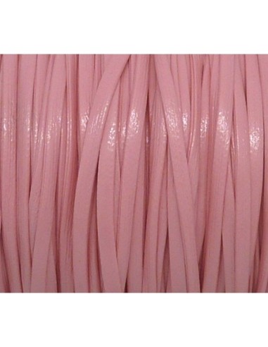 1m lanière cuir synthétique couleur rose pastel rose pâle 2,5mm aspect brillant vernis idéal bracelet multirangs
