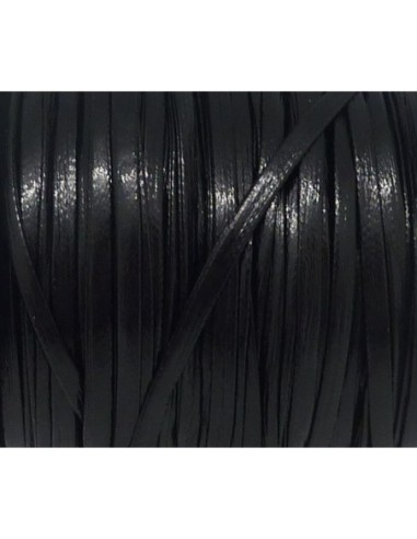 1m lanière cuir synthétique couleur noir 2,5mm aspect brillant vernis idéal bracelet multirangs