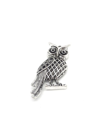 1 Breloque, pendentif grand hibou, chouette 66,6mm en métal argenté