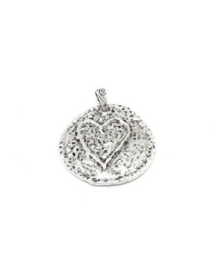1 grand pendentif coeur incrusté 71mm en métal argenté...