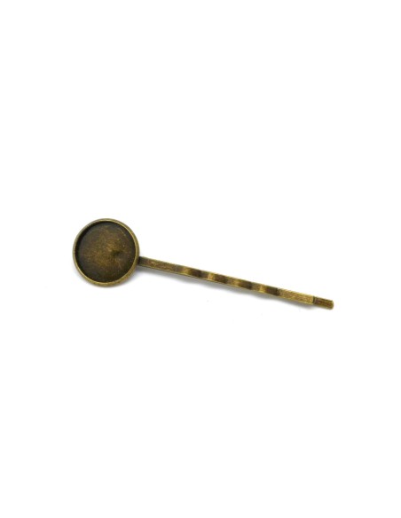 Barrette support cabochon 14mm bronze