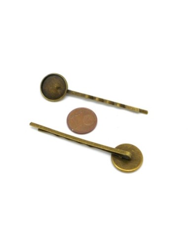 Barrette support cabochon 14mm bronze