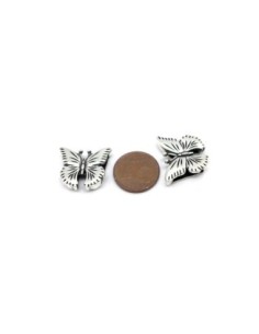 perle passant papillon slide pour lanière de 10mm en métal argenté 2