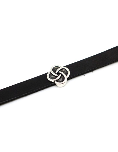 R-4 perles passant fleur carré slide pour lanière de 10mm en métal argenté motif celtique