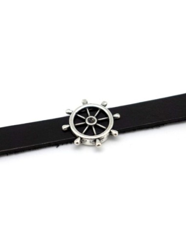 Passant gouvernail pour lanière cuir 10mm en métal argenté pas cher