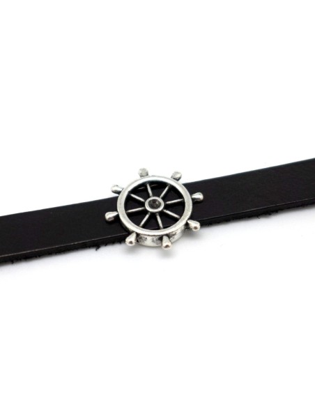 Passant gouvernail pour lanière cuir 10mm en métal argenté pas cher