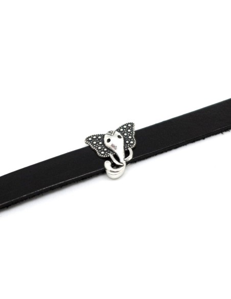 Perle poussoir en métal argenté forme éléphant