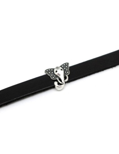 Perle poussoir en métal argenté forme éléphant