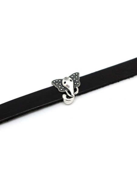 Perle poussoir en métal argenté forme éléphant