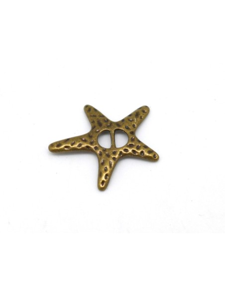 Perle passant slide étoile bronze pour lanière cuir de 5mm Perle passant slide étoile bronze pour lanière cuir de 5mm