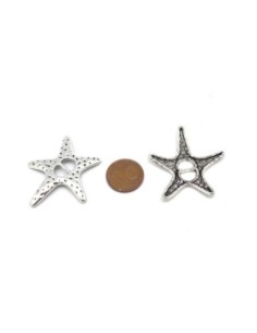3 Perles passant étoiles slide en métal argenté martelé pour lanière de 5mm - 6mm 2