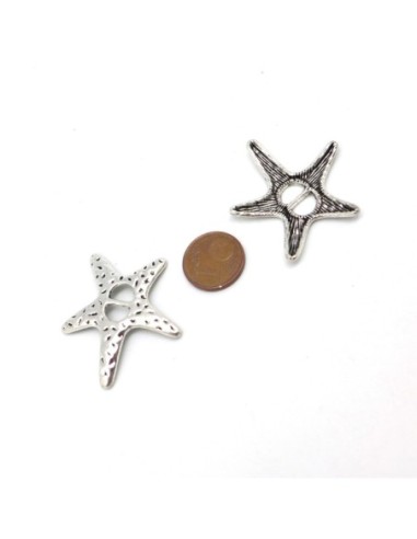 Perle boucle ed réglage étoile pour sac en métal argenté