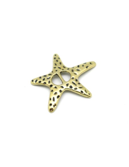 perles passants étoiles slide en métal doré pâle martelé pour lanière de 6mm