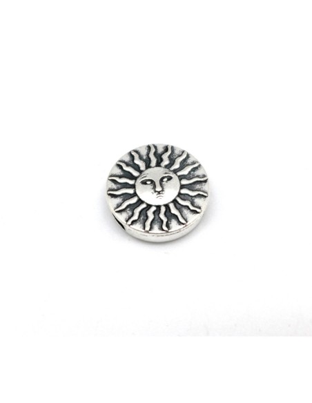 3 perles passant soleil slide pour lanière de 10mm en métal argenté travaillé