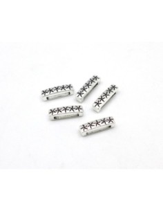 10 Perles passant rectangulaire barre slide pour lanière de 10mm en métal argenté travaillé 2