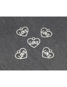5 Petites breloques coeur love filigrane évidé très fine,...