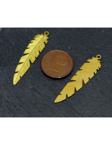 2 pendentifs breloques plume, feuille en...