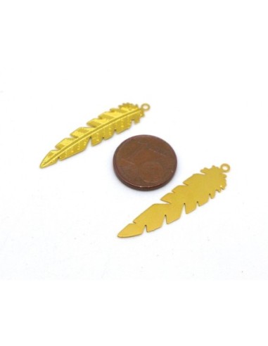 2 pendentifs breloques plume, feuille en...