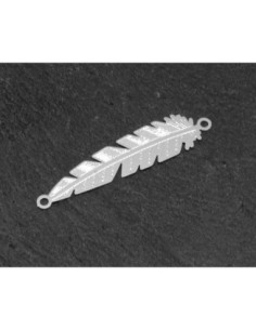 2 connecteurs plume feuille en filigrane très fine, légère et stylisé 36,5mm en métal argenté