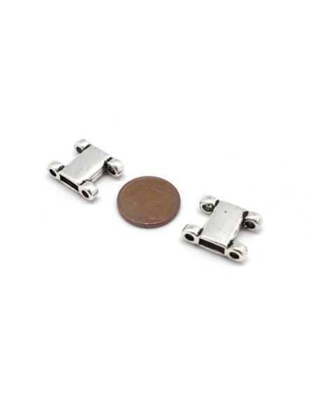 Perles passants slide métal argenté pour cordon de 2mm et lanière de 6mm