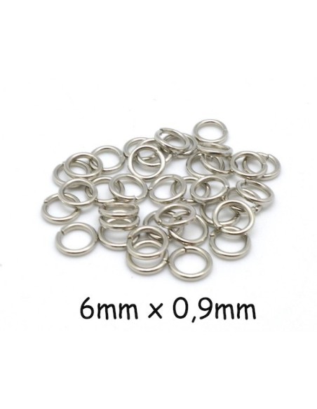 Anneaux ouverts 6mm argenté en métal